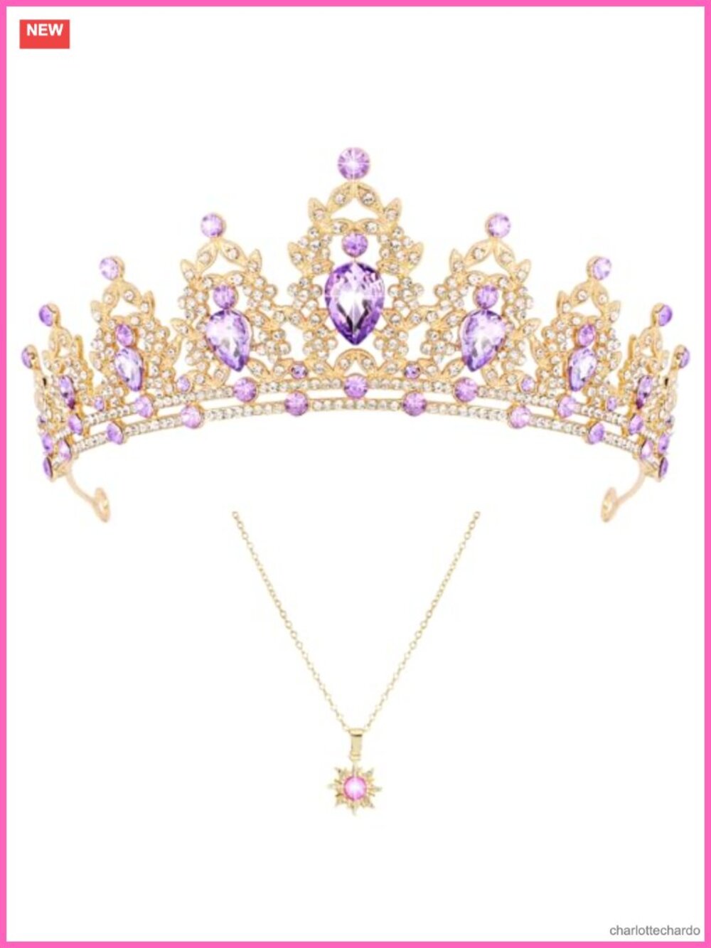 Princess Crown and Necklace Set Crystals Alloy Costume Accessory